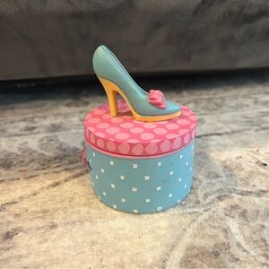 Pink & Blue Heel Decorative Jewelry Dish Container with Lid Bracelets Earrings